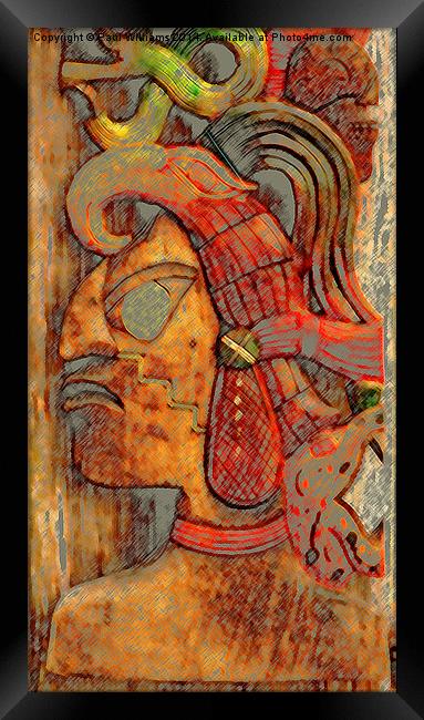 A Mayan in Headdress Framed Print by Paul Williams