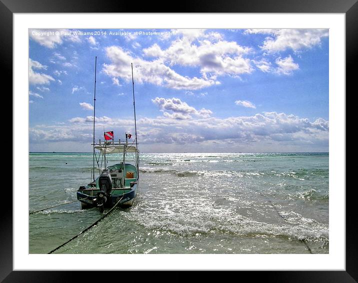  Puerto Morelos Dive Boat Framed Mounted Print by Paul Williams