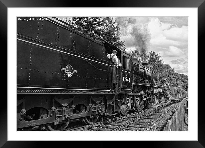 Driving the Train b/w Framed Mounted Print by Paul Williams