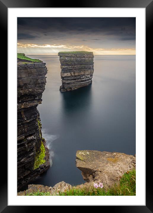 Downpatrick Head County Mayo Ireland Dún Briste Sea Stack Framed Mounted Print by Chris Curry