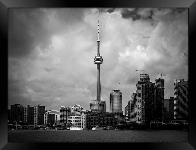  CN Tower & Toronto Skyline Ontario Canada - Black Framed Print by Chris Curry