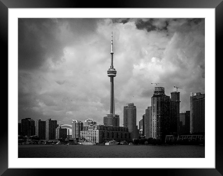  CN Tower & Toronto Skyline Ontario Canada - Black Framed Mounted Print by Chris Curry