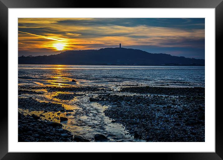  Strangford Lough Scrabo Tower N.Ireland Sunset Framed Mounted Print by Chris Curry
