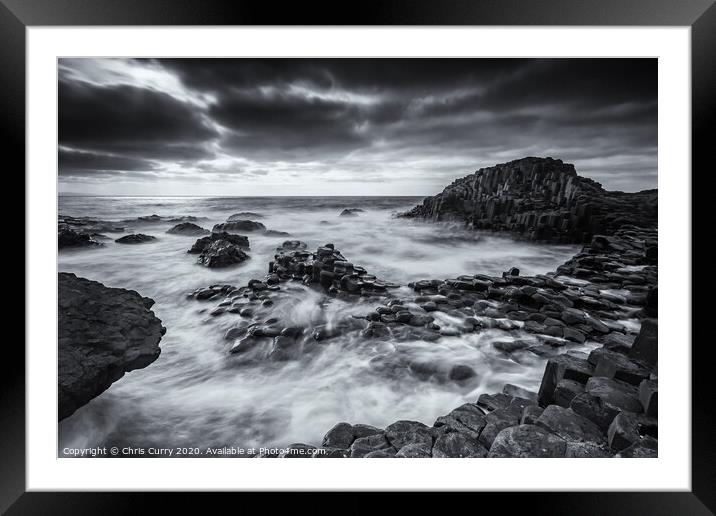 Giants Causeway Black and White County Antrim Nort Framed Mounted Print by Chris Curry