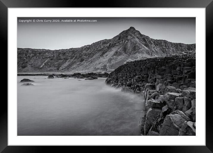 The Giants Causeway Black and White Northern Ireland Landscapes Framed Mounted Print by Chris Curry