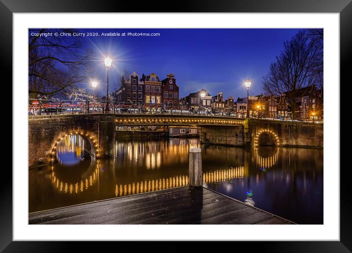 Amsterdam Canals At Twilight The Netherlands Framed Mounted Print by Chris Curry