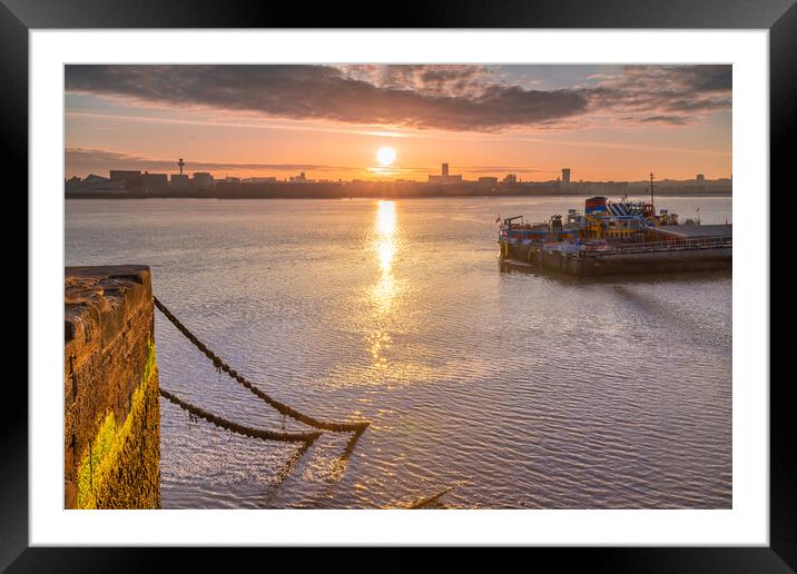Liverpool Waterfront Sunrise Framed Mounted Print by Dave Wood