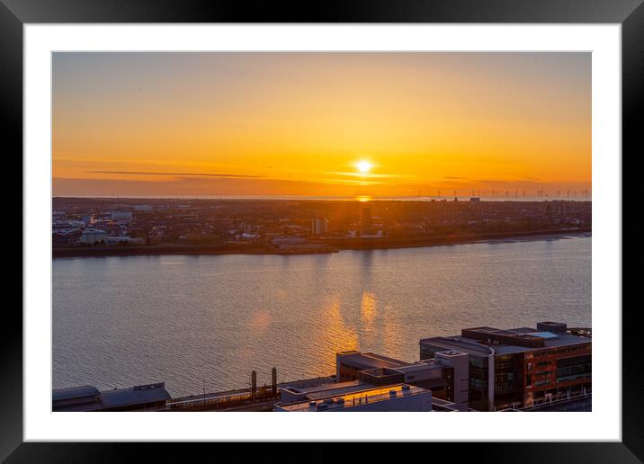 Liverpool Bay Sunset Framed Mounted Print by Dave Wood