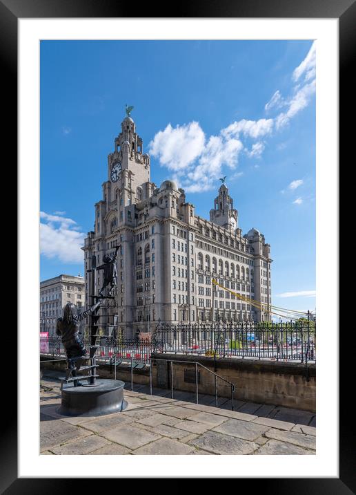 Liverpool Blitz Memorial and Royal Liver Building Framed Mounted Print by Dave Wood