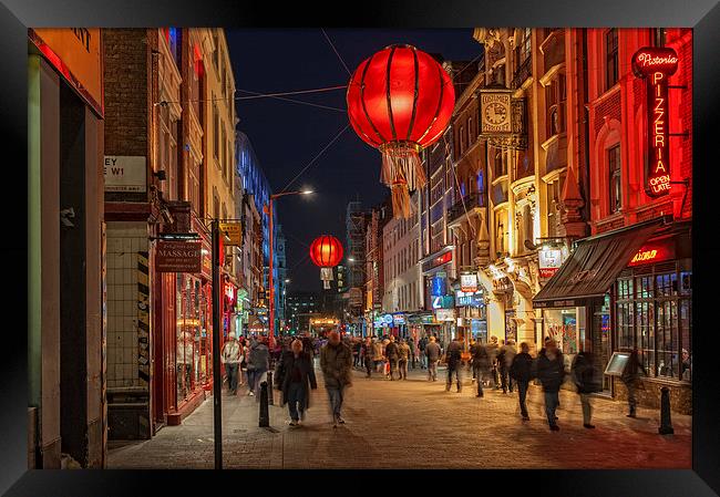 Chinatown, London at Night Framed Print by Dave Wood