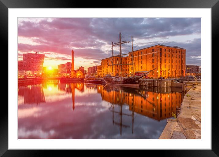 Canning Dock, Liverpool Sunrise Framed Mounted Print by Dave Wood