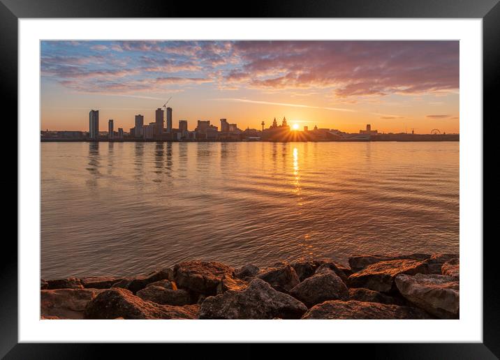Liverpool Waterfront Sunrise Framed Mounted Print by Dave Wood