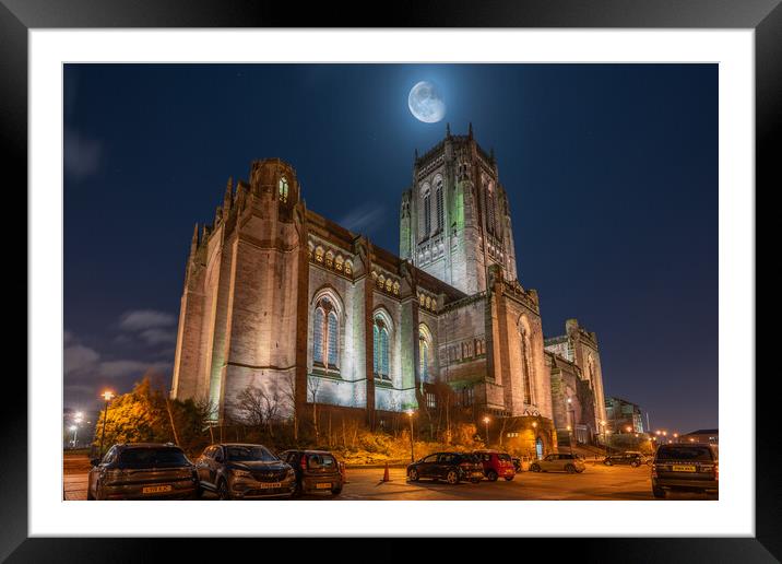 Liverpool Cathedral at Night Framed Mounted Print by Dave Wood