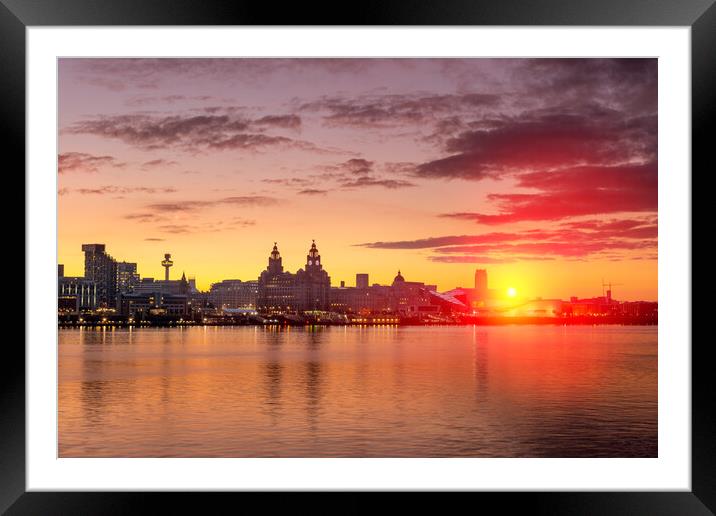Liverpool waterfront Sunrise Framed Mounted Print by Dave Wood
