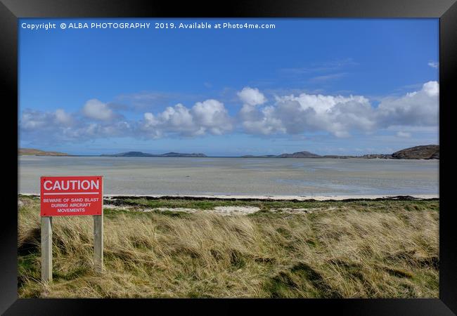 Barra Airport, Outer Hebrides, Scotland. Framed Print by ALBA PHOTOGRAPHY