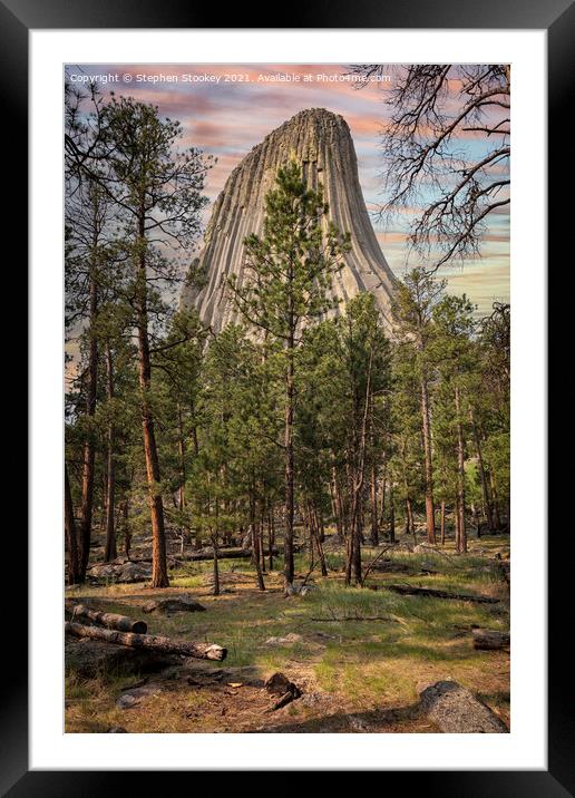 Devils Tower Majesty Framed Mounted Print by Stephen Stookey