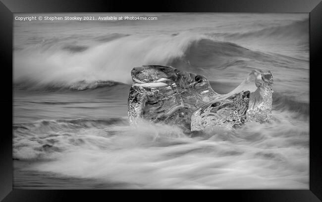 Diamond in the Surf - Iceland Framed Print by Stephen Stookey
