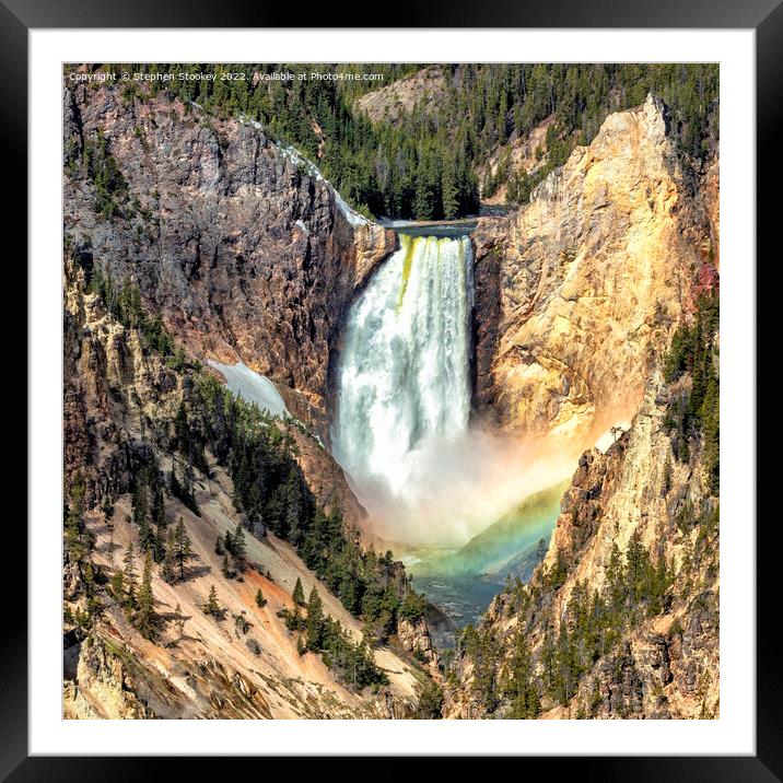 Lower Falls of the Yellowstone River Framed Mounted Print by Stephen Stookey
