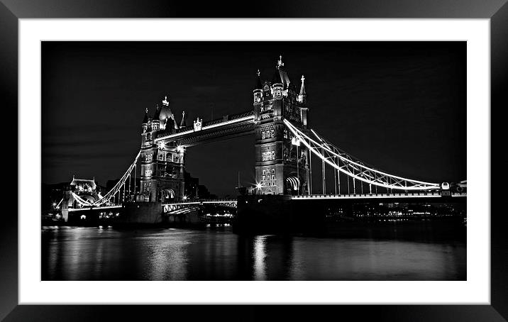 Tower Bridge Evening in B&W Framed Mounted Print by Stephen Stookey