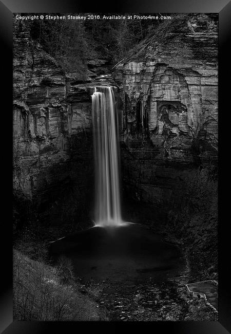 Taughannock Falls Late Autumn in B&W Framed Print by Stephen Stookey