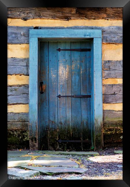Blue Cabin Door  Framed Print by Stephen Stookey