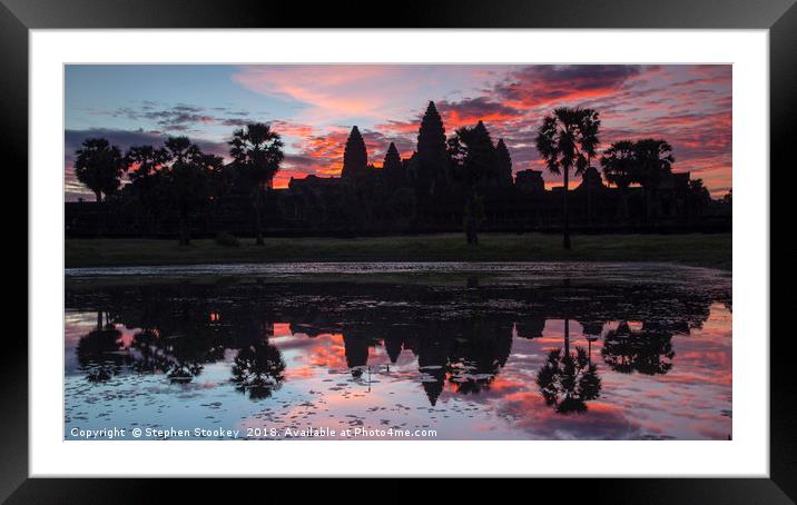 Angkor Wat Sunrise Framed Mounted Print by Stephen Stookey