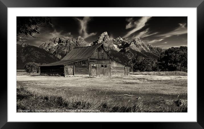 T A Moulton Barn and Tetons Framed Mounted Print by Stephen Stookey