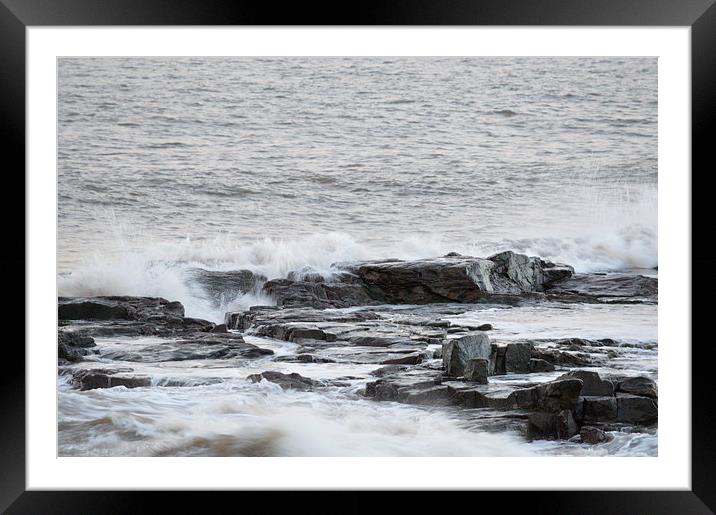 Waves on the Rocks Framed Mounted Print by Michael Ross