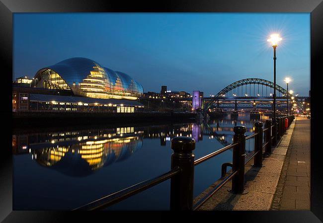 Newcastle Quayside at Night Framed Print by Michael Ross
