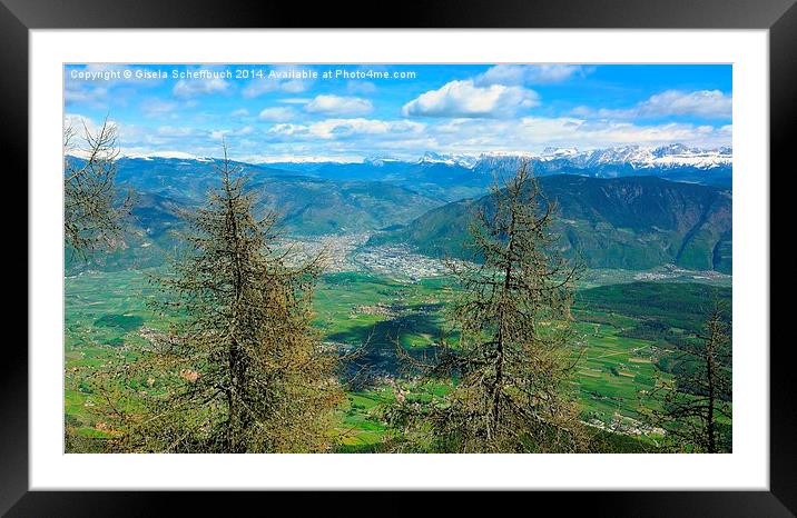  View of Bolzano and the Dolomites Framed Mounted Print by Gisela Scheffbuch