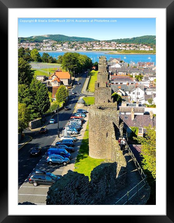  Town Walls in Conwy Framed Mounted Print by Gisela Scheffbuch