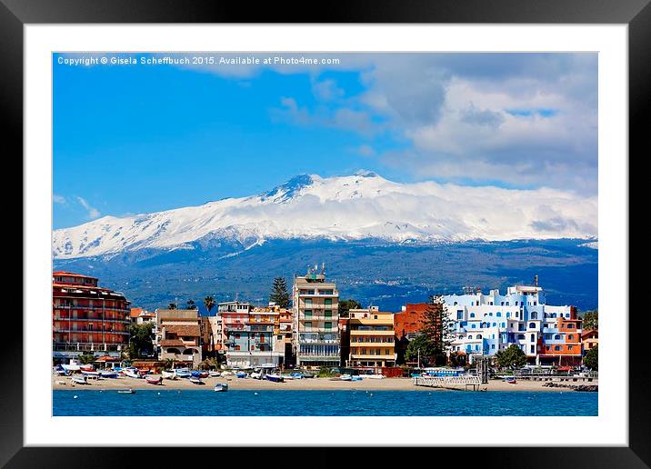  Mount Etna above Giardini Naxos Framed Mounted Print by Gisela Scheffbuch