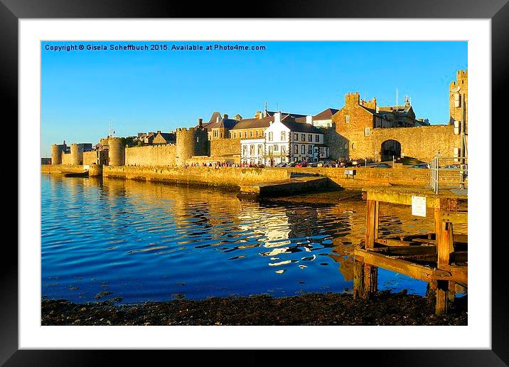  Caernarfon in sunset light Framed Mounted Print by Gisela Scheffbuch