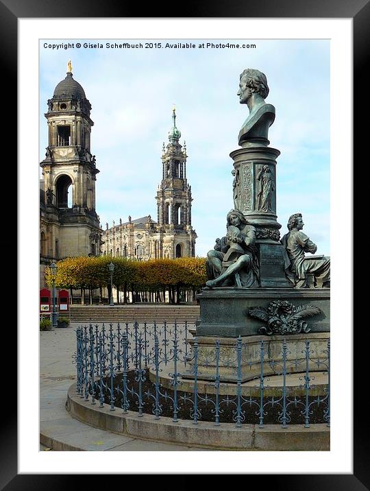  Bruhl's Terrace in Dresden Framed Mounted Print by Gisela Scheffbuch