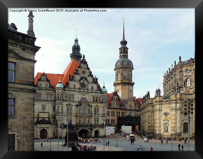  Castle Square in Dresden Framed Print by Gisela Scheffbuch