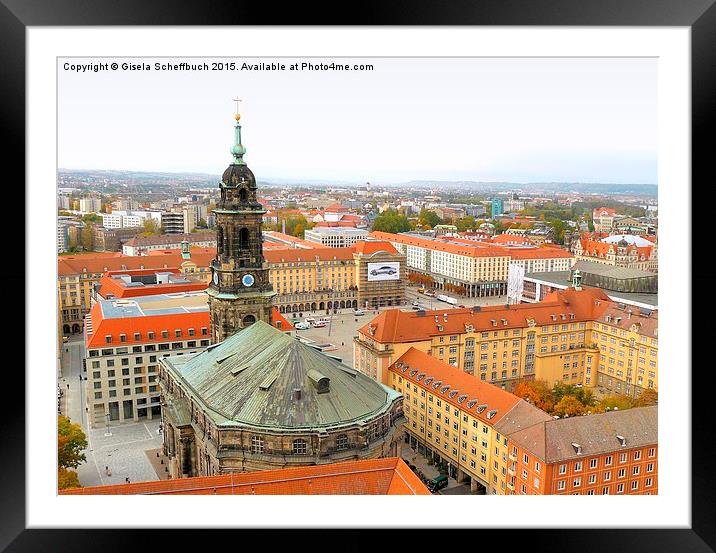  Dresden - View of Altmarkt with Kreuzkirche Framed Mounted Print by Gisela Scheffbuch
