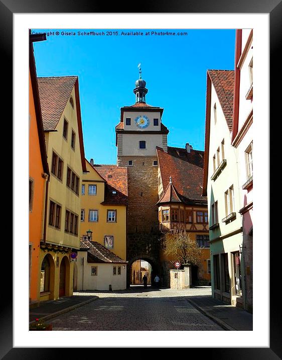  White Tower in Rothenburg Framed Mounted Print by Gisela Scheffbuch