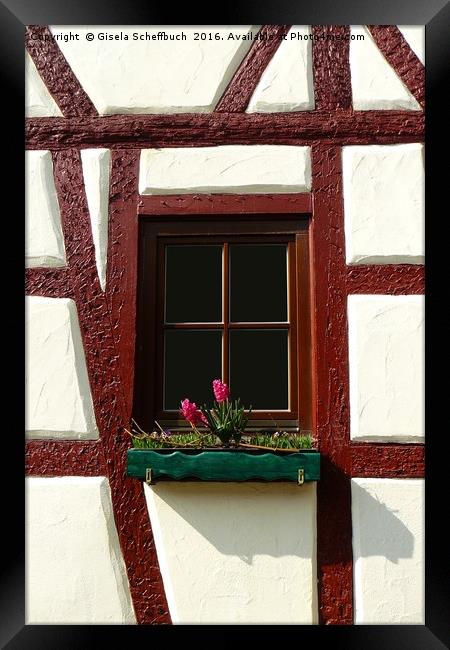 Window in a half-timber house Framed Print by Gisela Scheffbuch