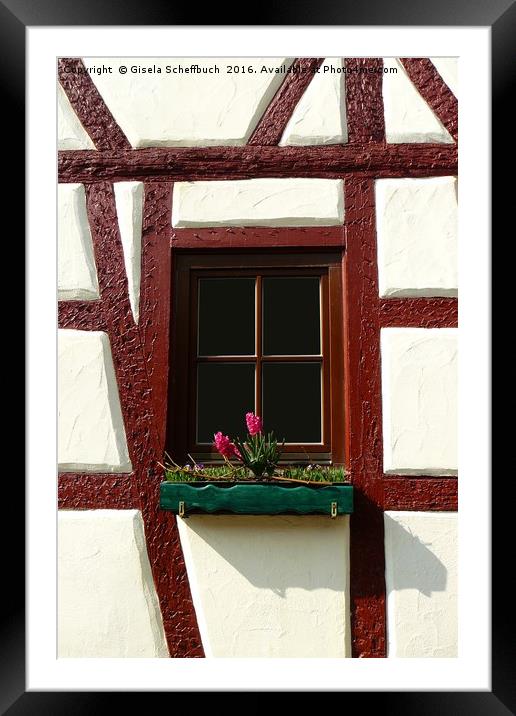 Window in a half-timber house Framed Mounted Print by Gisela Scheffbuch