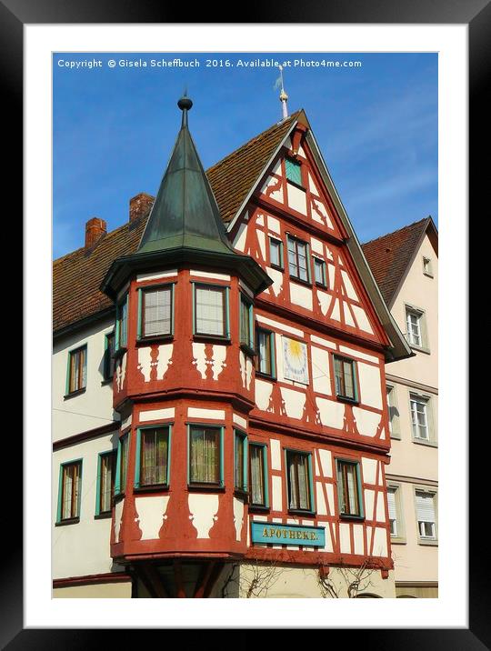 The historic pharmacy in Creglingen Framed Mounted Print by Gisela Scheffbuch