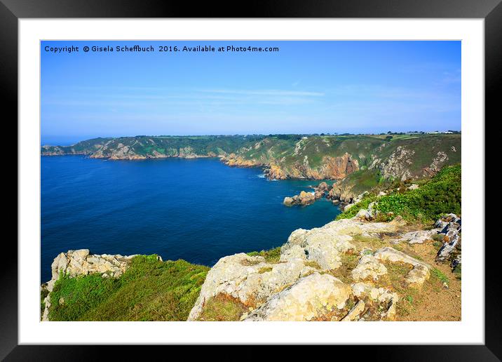 Guernsey's south coast cliffs near Icart Point Framed Mounted Print by Gisela Scheffbuch