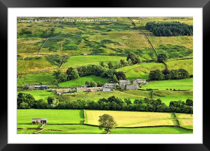 Hamlet Satron in Swaledale, Yorkshire Dales Framed Mounted Print by Gisela Scheffbuch