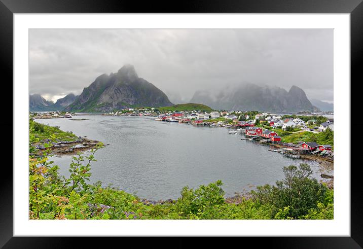 Reine on a Cold and Wet Summer Afternoon Framed Mounted Print by Gisela Scheffbuch