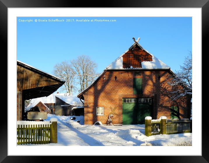 Farm House in Northern Germany Framed Mounted Print by Gisela Scheffbuch