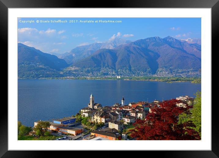 The Village Vira on the Shore of the Lago Maggiore Framed Mounted Print by Gisela Scheffbuch