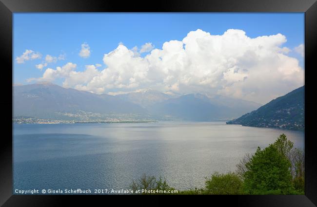 Lake Maggiore View Framed Print by Gisela Scheffbuch