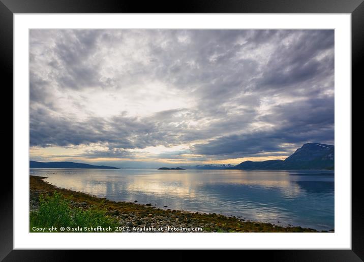 Evening Scenery on Tysfjorden Framed Mounted Print by Gisela Scheffbuch