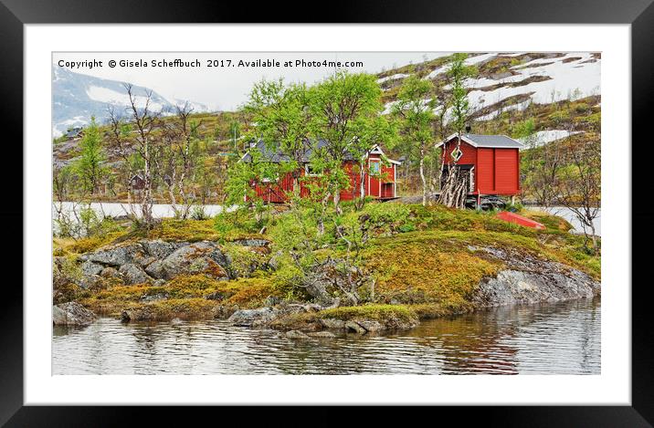 Norwegian Cabins Framed Mounted Print by Gisela Scheffbuch