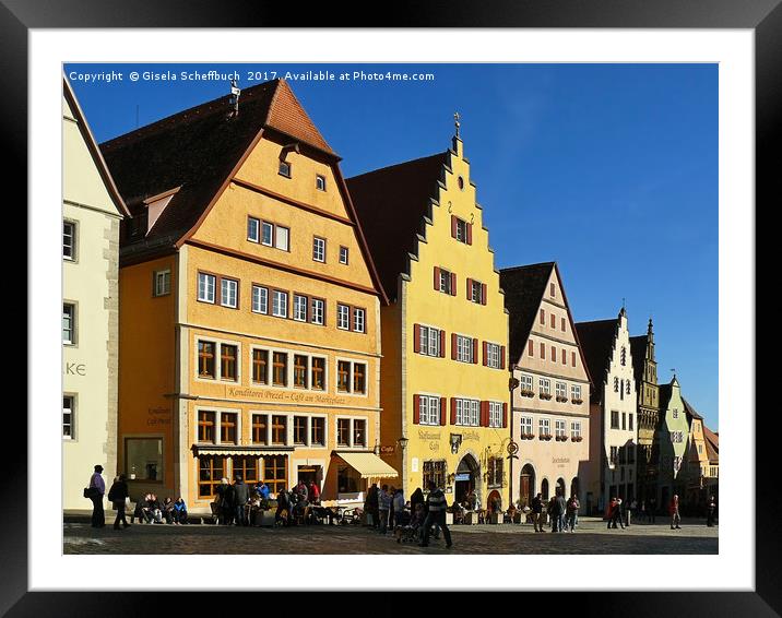 The Market Square of Rothenburg ob der Tauber Framed Mounted Print by Gisela Scheffbuch