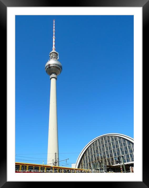 TV Tower in Berlin Framed Mounted Print by Gisela Scheffbuch
